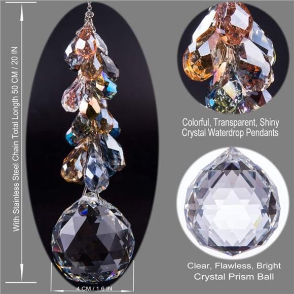 40mm Crystals Ball Prisms Suncatcher Hanging Ornament Chakra Crystals Rainbow - Picture 2 of 7